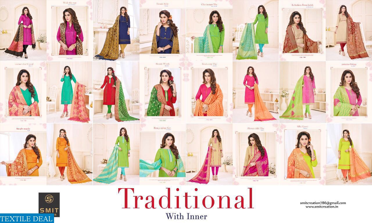 Smit Traditional Wholesale Cotton Work Dress Material